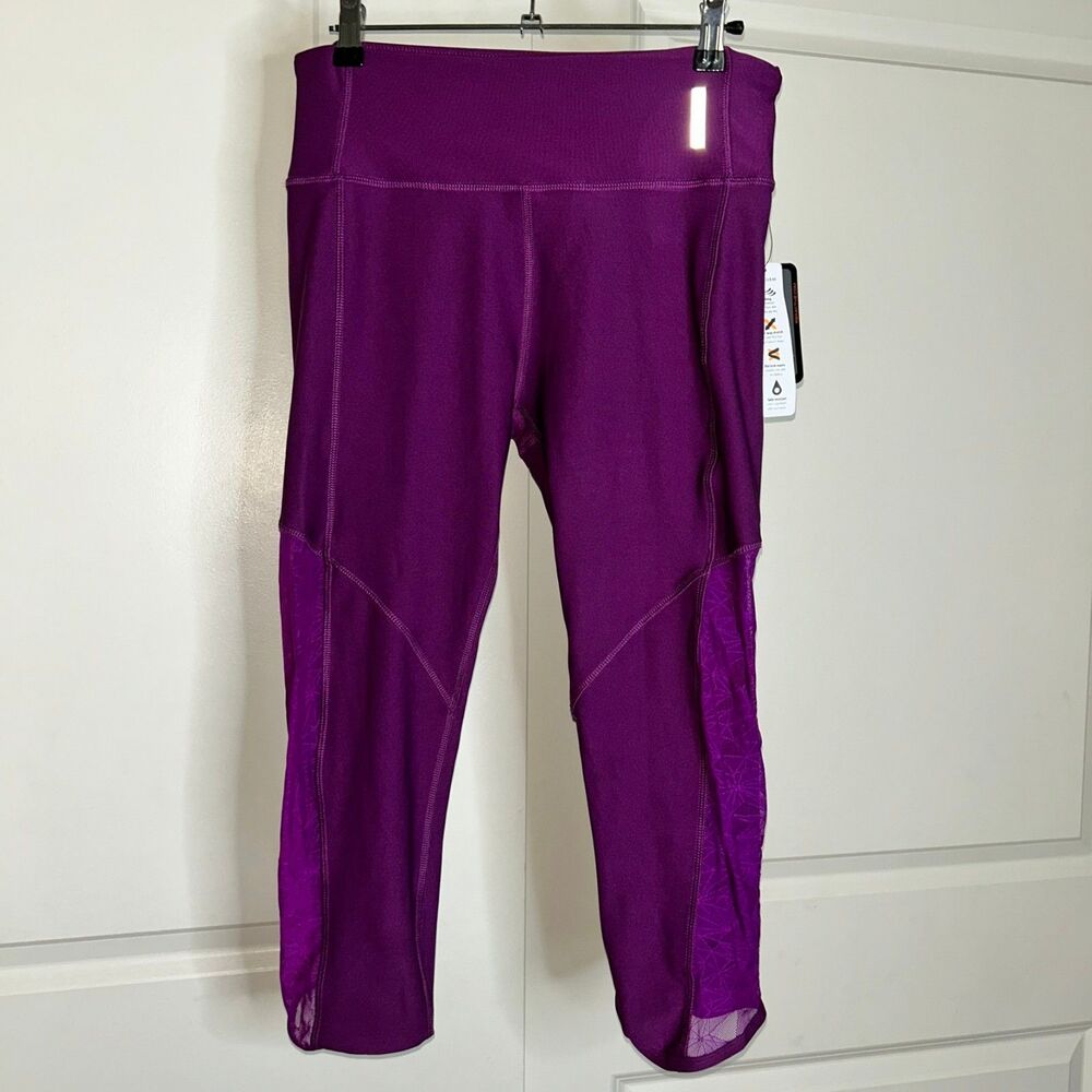 NWT RBX Women's Purple Lace Panel Capri Leggings - Active Wear - Sz. M